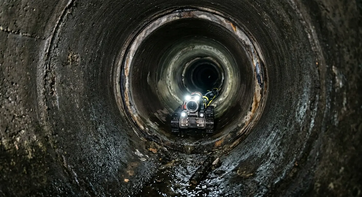 Robotic sewer camera inspecting pipe interior for Sewer Line Repair in Marlboro Village